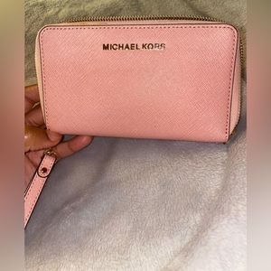 Michael Kors pink wallet with strap